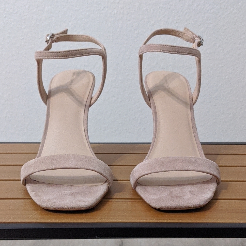 Something Navy Cream Heels with Suede Finish